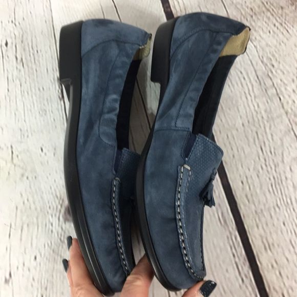 SAS "HOPE" Blue Suede Moccasin Tassel Loafers NEW Sz 9.5 - Picture 5 of 12